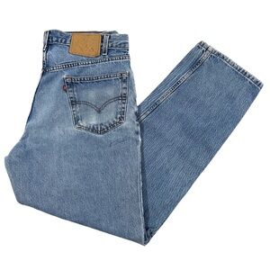 Vintage Y2K Levi's 550 Relaxed Fit Light Wash Distressed Denim Jeans Size 35x32